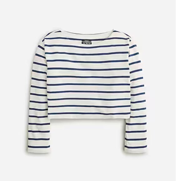 J. Crew Tops - J.crew Cropped boatneck T shirt in mariner cotton, M